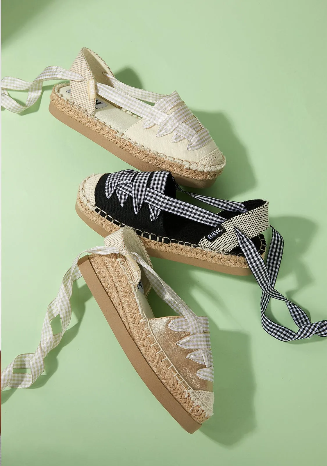 Girl's Beige Espadrilles Canvas B&W